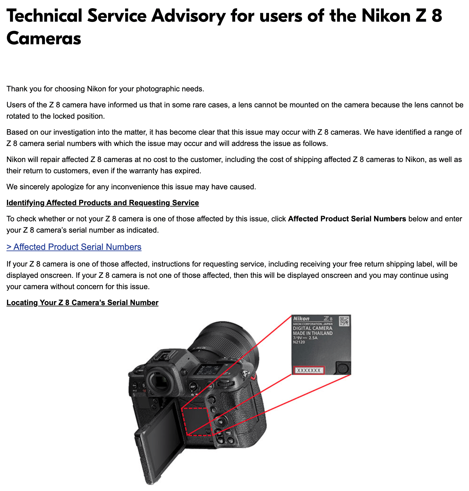 Nikon Z8 Recall - AGAIN!